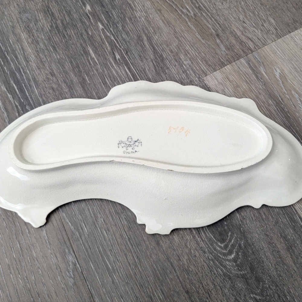 Antique Victorian Porcelain Lily of the Valley Dish Gold Gilt Cherub Mark - Picture 4 of 7